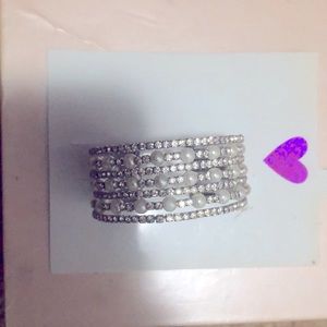Silver bracelet with diamond stones